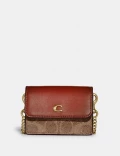 Coach Half Flap Card Case In Signature Crossbody - Tan Rust - Nano C7211