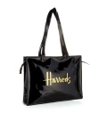 HARRODS SHOPPER BAG - BLACK VINYL - 1384866 / ONE SIZE