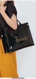 Harrods Shopper Bag - Black Vinyl - 1384866 / One Size