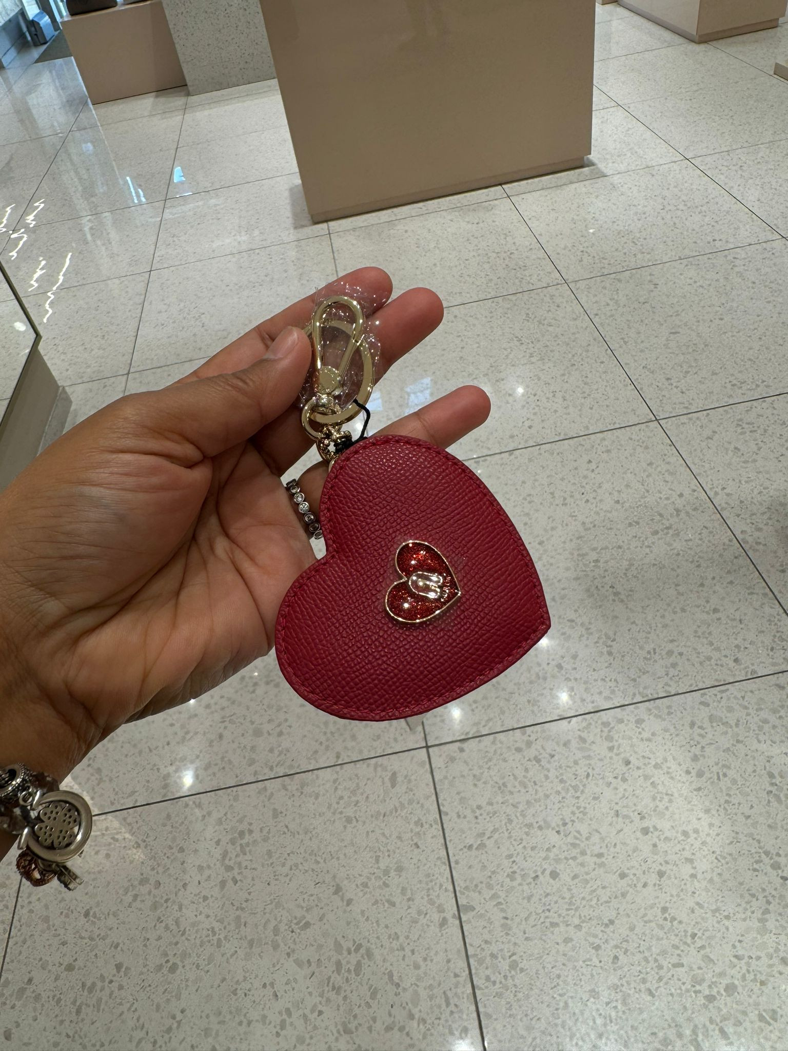 Furla Key Ring with mirror  - Geranio - Heart