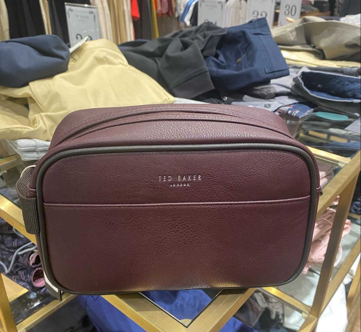 Ted Baker Double Zip Washbag - Oxblood - One Size