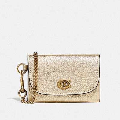 Coach Turnlock Wrislet Card Case - Metallic Soft Gold - One Size C6750