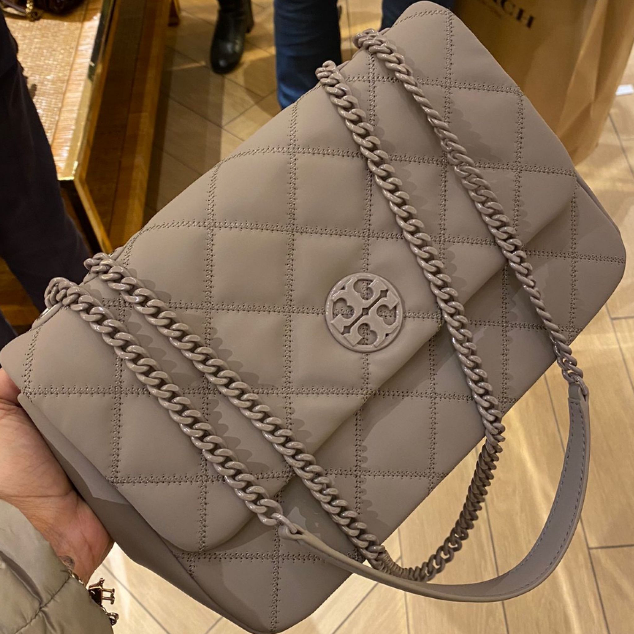 Tory Burch Willa Matte Shoulder Bag - Gray Heron - 149681 / One Size