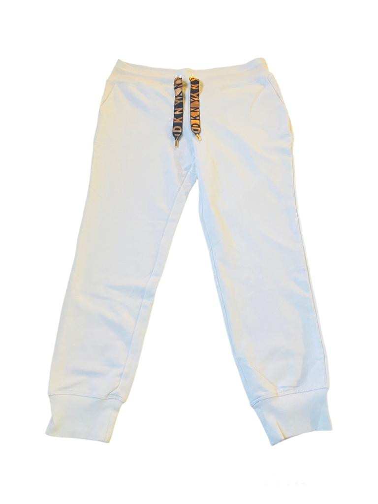 DKNY Trouser - Metallic Drawcord Cuffed Jogger White - L