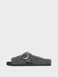 DKNY Slides - Sherpa Shearling Char/Black - UK 5.5 / US 8