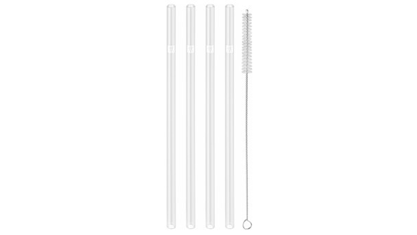 Zwilling Sorrento Glass Straw Straight - Clear - 4 Pieces with cleaning brush
