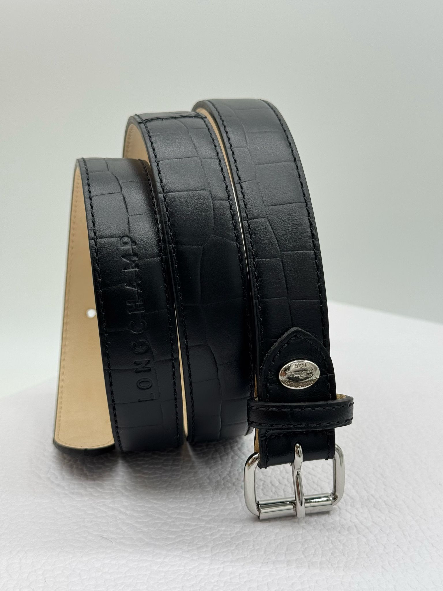Longchamp Mademoiselle Women's Belt - L7677974001 / Black - 112 x 2.5 cm
