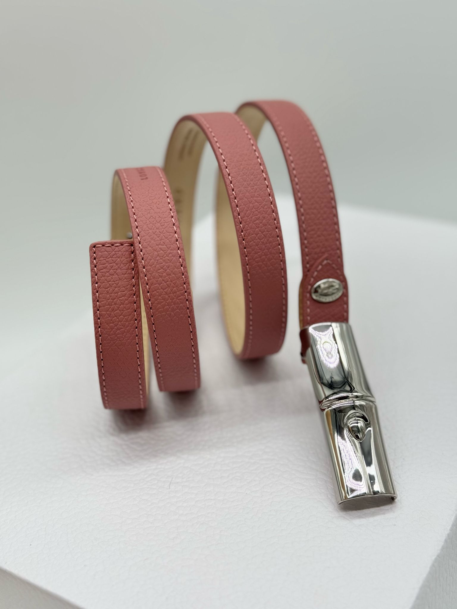 Longchamp Le Roseau Women's Belt - 40021HPNP13 / Antique Pink - 115 x 2 cm