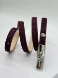 Longchamp Roseau Women's Belt - 40032HSD061 / Billberry Suede - 110 x 1.5 cm