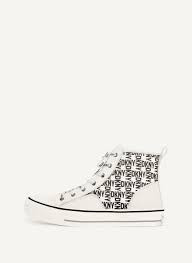 DKNY High Top Lace Up Sneaker - White / Black KZD14418 - US 7.5/ UK 5/ EUR 38