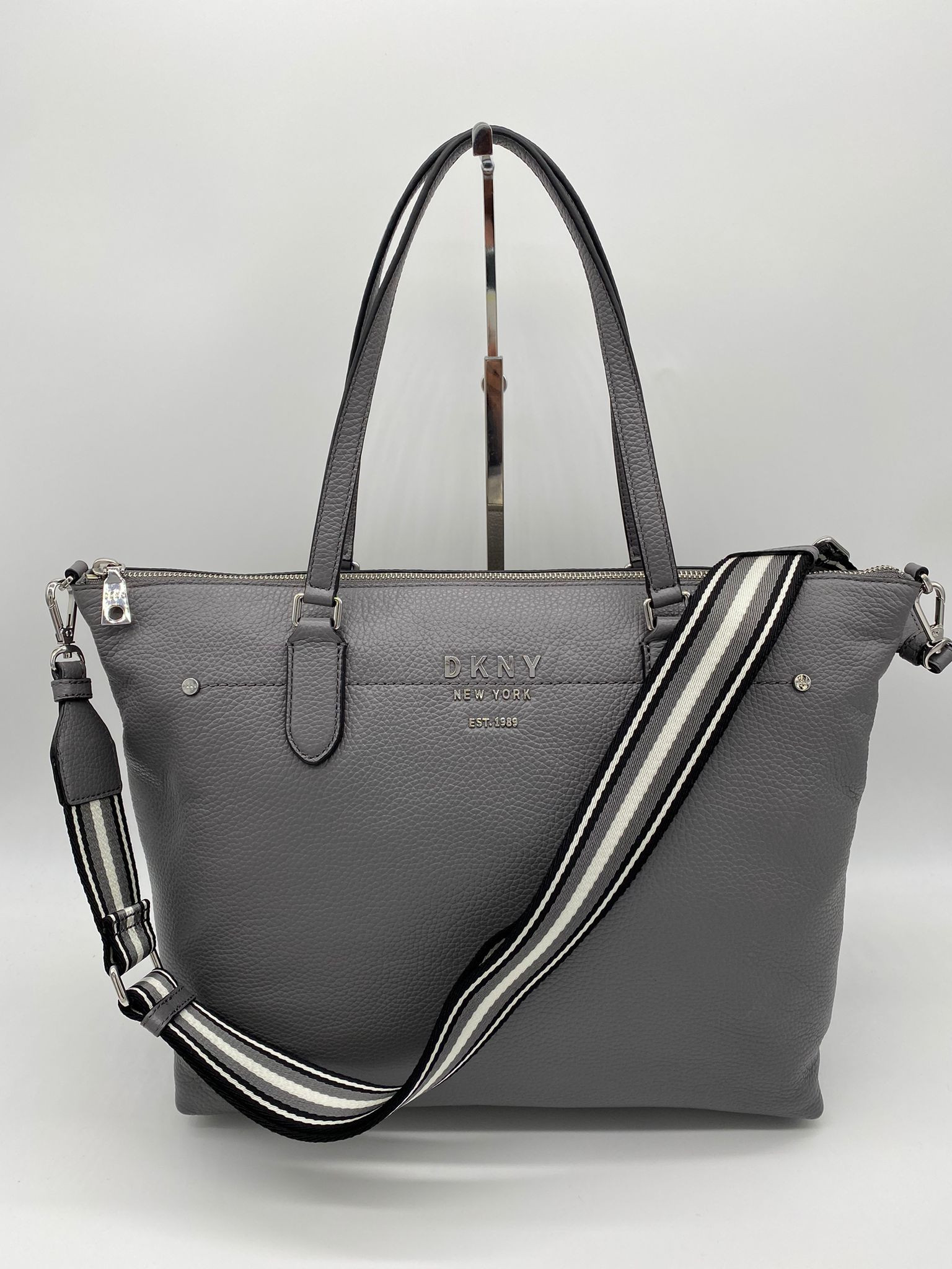 DKNY THOMPSON TOTE WITH LONG STRAP - GREY - LARGE