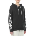 DKNY PIGMENT DYE DISTRESSED LOGO HOODIE RELAXED FIT - BLACK / DP1T8461 - XL
