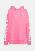 DKNY PIGMENT DYE DISTRESSED LOGO HOODIE RELAXED FIT - PINK / DP1T8461 - SIZE XS