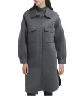 DKNY OVERSIZED FRONT BUTTON DUSTER JACKET - DARK GREY - SIZE M
