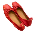TORY BURCH SQUARE TOE BOW BALLET - BRILLIANT RED - US 10