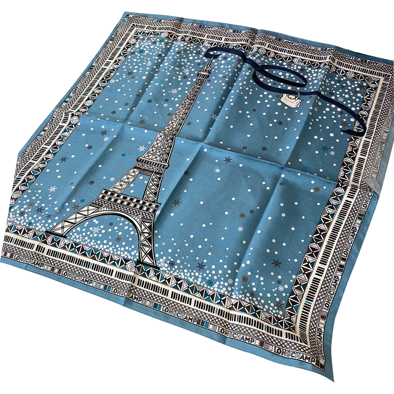 LONGCHAMP SILK SCARFT EIFFEL TOWER - ARCTIQUE - 50 X 50 CM