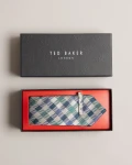 TED BAKER HOUSE CHECK  TIE & TIE BAR SET - MORYL/DK-BLUE - ONE SIZE / 264855