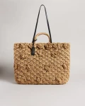 Ted Baker Magni Straw Crochet Shoulder Bag - Natural - Medium