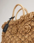 Ted Baker Magni Straw Crochet Shoulder Bag - Natural - Medium