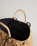 Ted Baker Magni Straw Crochet Shoulder Bag - Natural - Medium