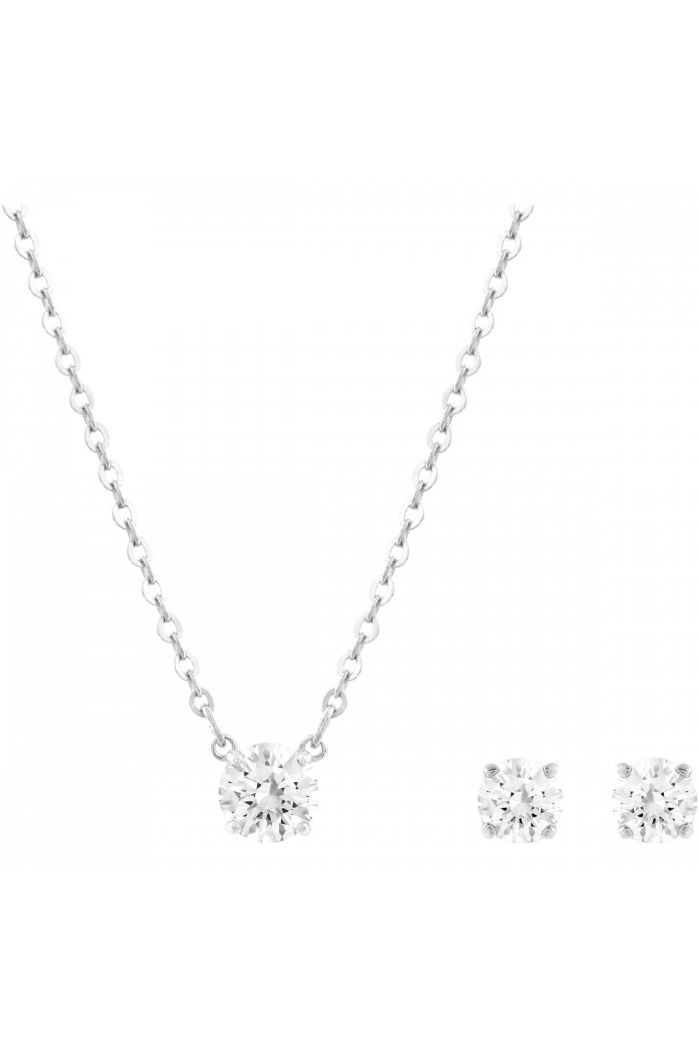 Swarovski Necklace And Earring Set - Czwh/rhs - 5113468