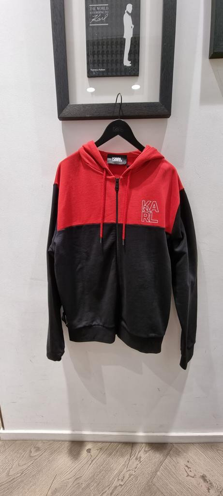 Karl Lagerfeld Zip Up Hoodie  - Colour Block Logo  Zip / 22WM1800 - Size Xl