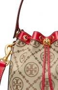 Tory Burch T Monogram Jacquard Bucket Bag- Hazelnut / Tory Red - One Size 84336