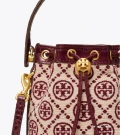 Tory Burch T Monogram Jacquard Bucket Bag - Claret / New Cream - One Size 86545