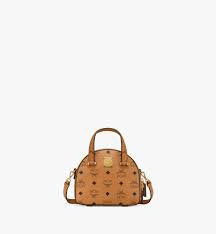 MCM Aren Half Moon Tote / Crossbody - Cognac / Brown - Mini