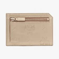 Mcm Card Holder - Gold - Mini