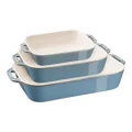 Staub Ceramic Baking Dish 1008682 - Ancient Turquoise - Set Of 3