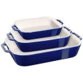 Staub Ceramic Baking Dish 1008689 - Dark Blue - Set Of 3