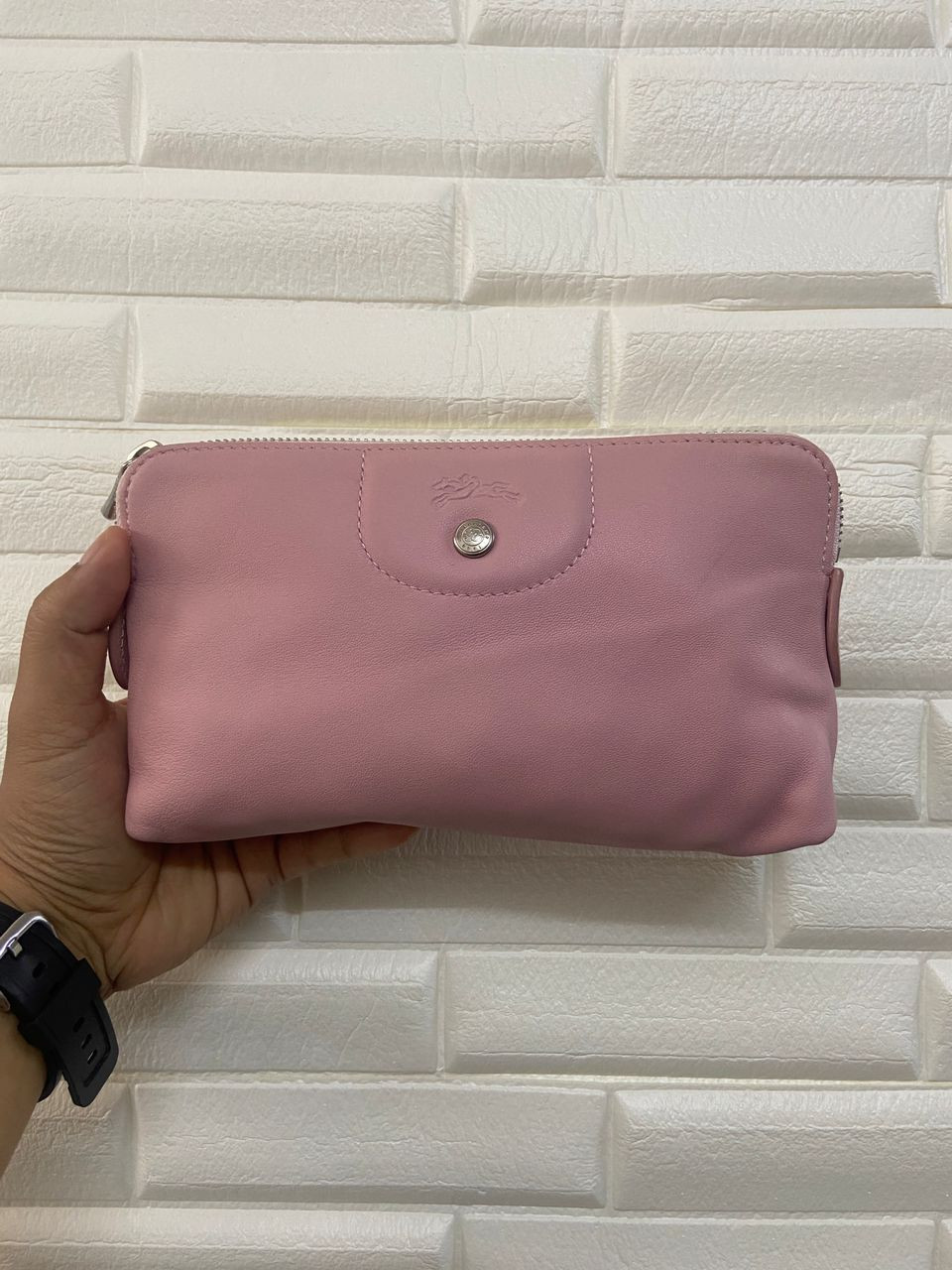Longchamp Leather Pouch - Blush Pink - 21x13x4cm