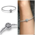 PANDORA  MOMENT SPARKLING SNOWFLAKES CLASP BANGLE - 592286C01 - SIZE 21