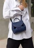 Polene Handbag - Numéro Un Nano - Textured Midnight Blue - One Size