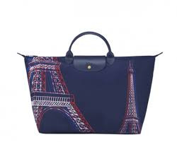 Longchamp Li Pliage Limited Edition - Navy/Eiffel Tower - Medium Short Handle