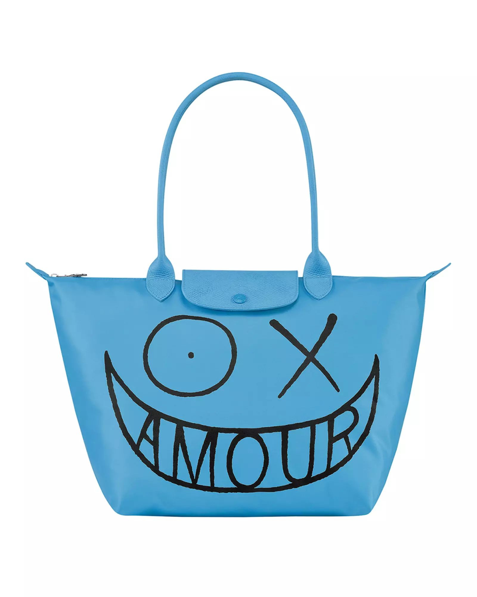 Longchamp Li Pliage x Andre Amour - Blue - L1899MRC127 / Large Long Handle