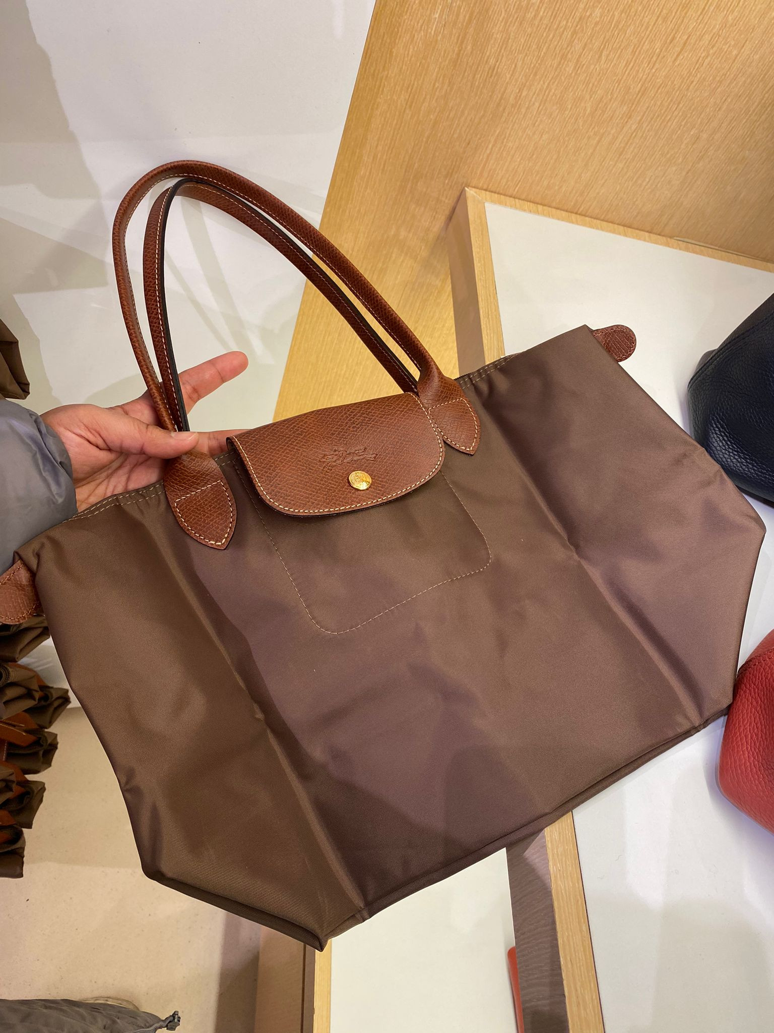 Longchamp khaki best sale large tote