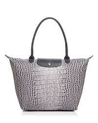 Longchamp Neo Tote L1899672112 - Croco Printed Grey - Large Long Handle