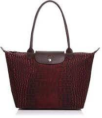 AzuraMart Longchamp Neo Tote L1899672209 Croco Printed Maroon Large Long Handle