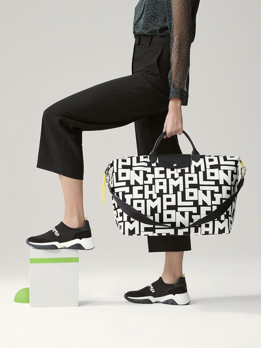Longchamp Neo LGP - Black / White - L1624413067 / Travel Extra Large with long strap