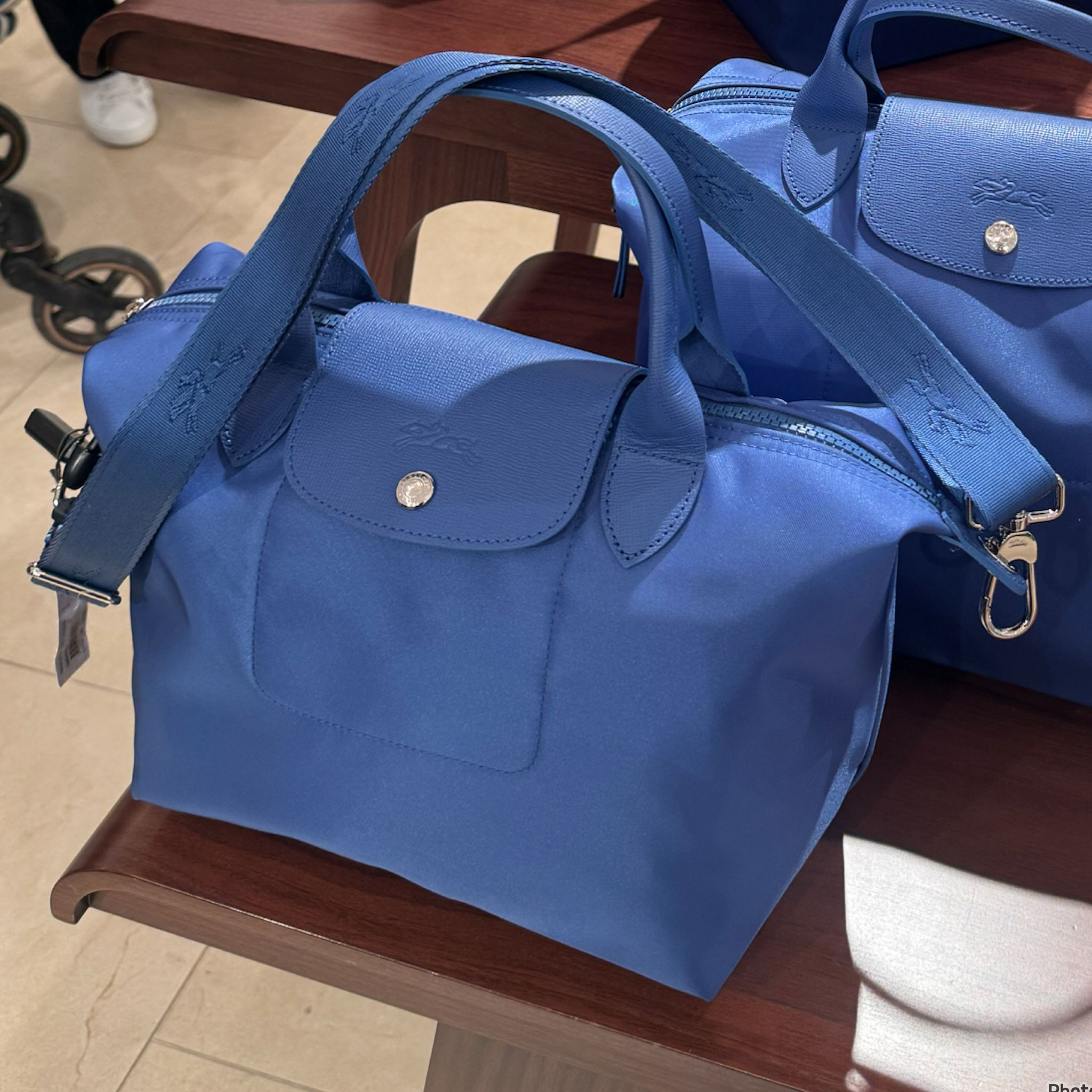 Longchamp Neo - Blue - Small with printed/adjustable Long Strap L15125980B234