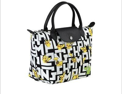 Longchamp Neo Pokemon Pikachu- Black / White - Small Short Handle L1621HUT067