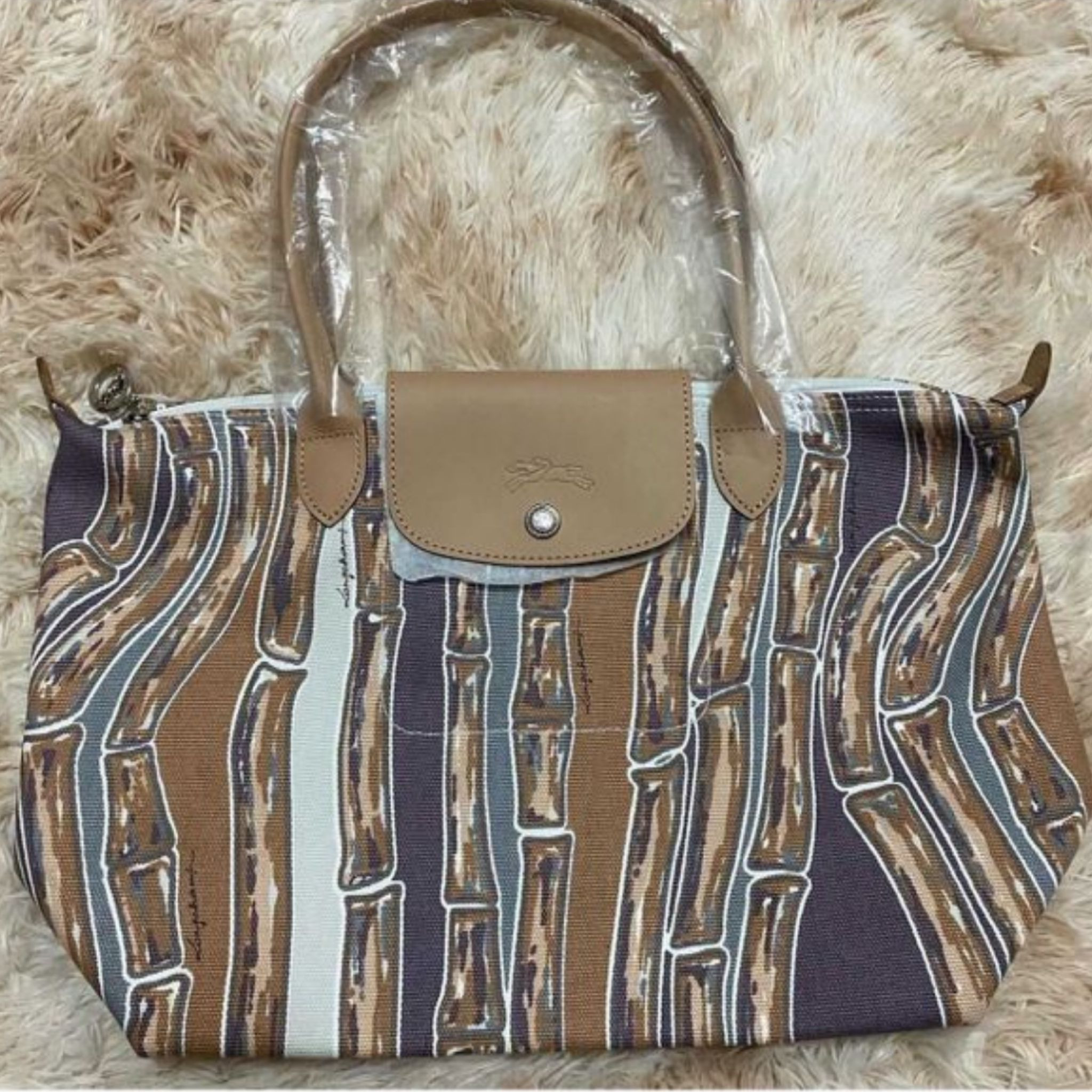 Longchamp Neo Bamboo Tote - Beige Multi - Small Long Handle