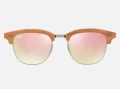 Rayban Clubmaster Wood RB3016M Sunglasses - Matte red - Size 51