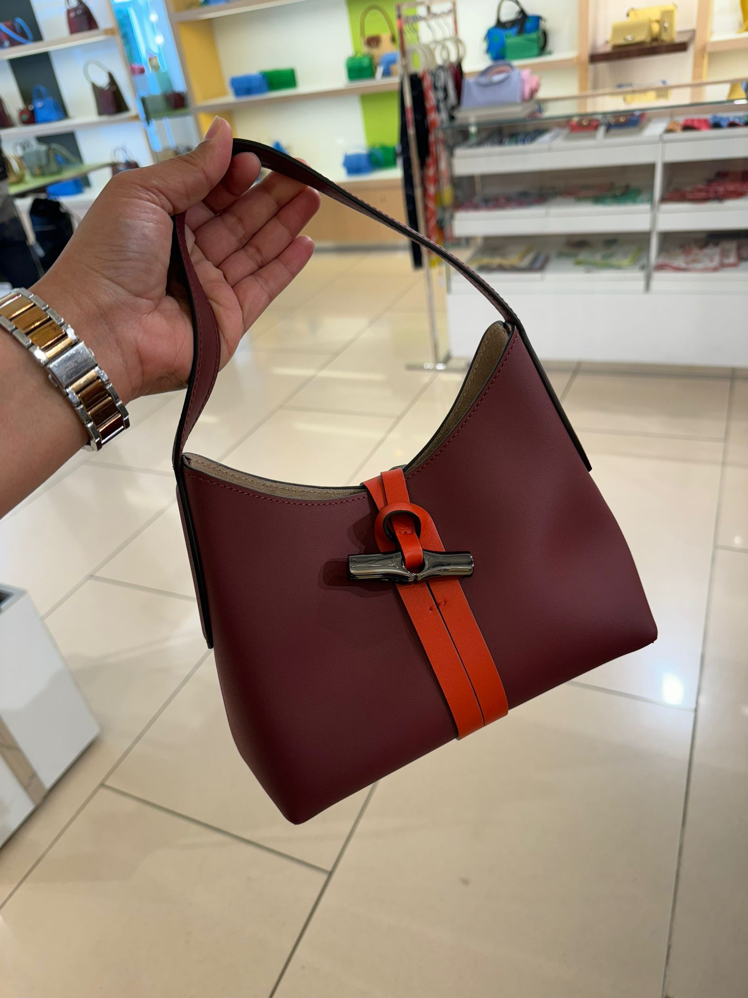 Longchamp Roseau Hobo - Burgundy/Orange - 10152HBHJ59 / Small