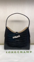 Longchamp Roseau Shoulder Bag - Black Croco - Small 10152HTS001