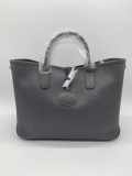 LONGCHAMP ROSEAU TOTE SHORT HANDLE  - GREY - MEDIUM WITH TRIM