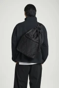 COS QUILTED DRAWSTRING SLING DUFFLE BAG - BLACK - 48 X 42 X 15 CM