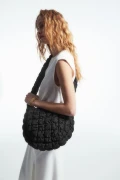 COS Quilted Messenger Bag - Black - 34 x 30 cm